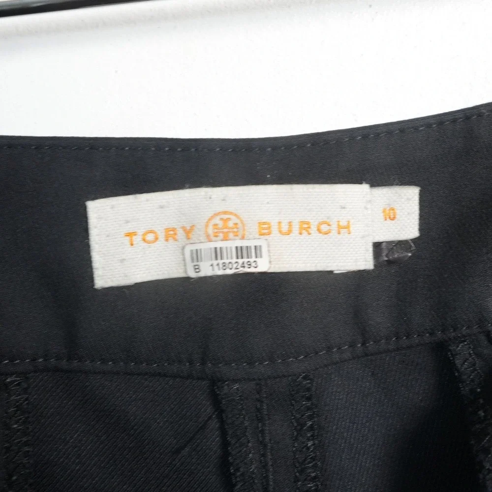 Tory Burch Dress Pants Womens 10 Black Side Zip Slim Tapered Office Professional